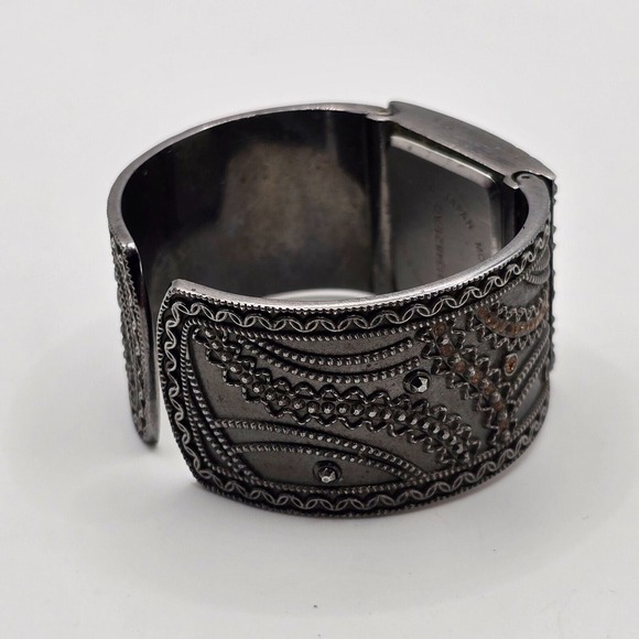 Vintage Avon Cuff Bracelet Watch Quartz Gunmetal Steampunk - Picture 3 of 12